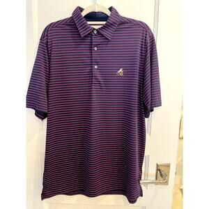 Daniel Ross Red Navy Striped Golf Polo Shirt Men's Size Medium M